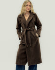 Cappotto bouclé con cintura in misto lana