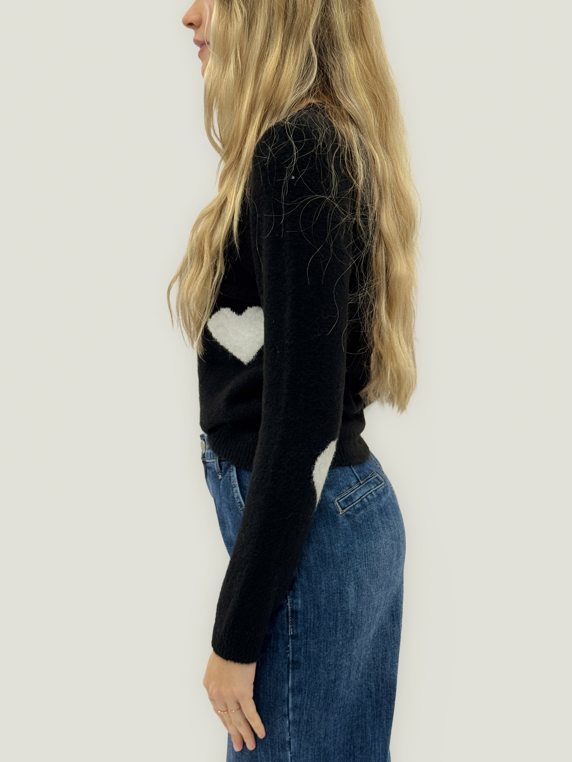 Maglia calda con cuori a contrasto