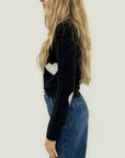 Maglia calda con cuori a contrasto
