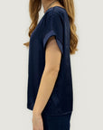 Blusa satin effetto seta manica corta
