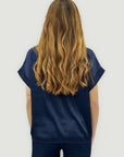 Blusa satin effetto seta manica corta