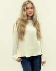 Maglia in misto lana con dettaglio polsini – Made in Italy