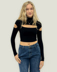 Maglia crop con tagli cut-out