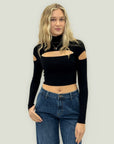 Maglia crop con tagli cut-out