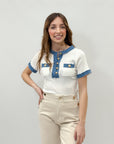 Maglia con bottoni oro