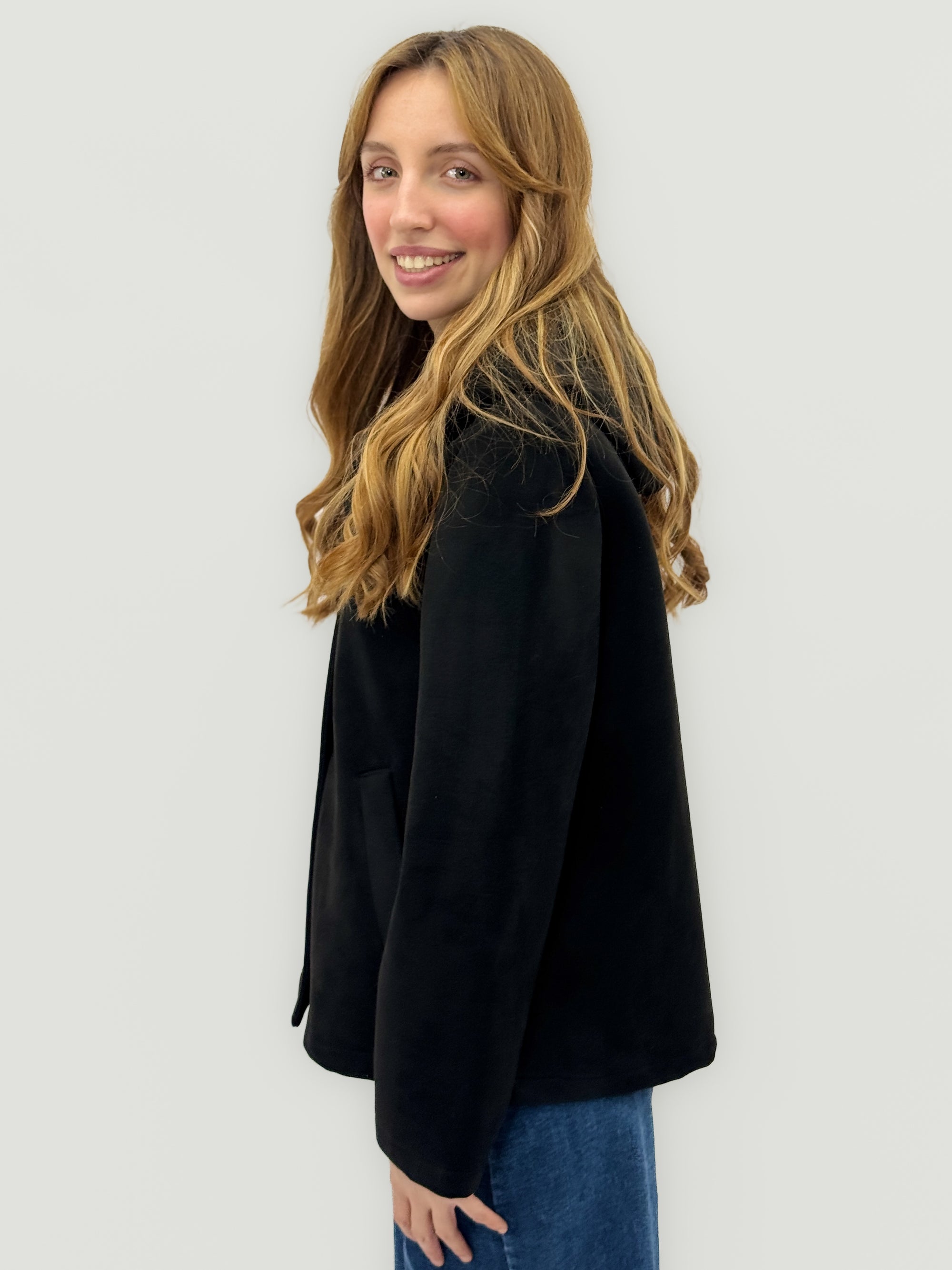 Giacca effetto alcantara con bottoni