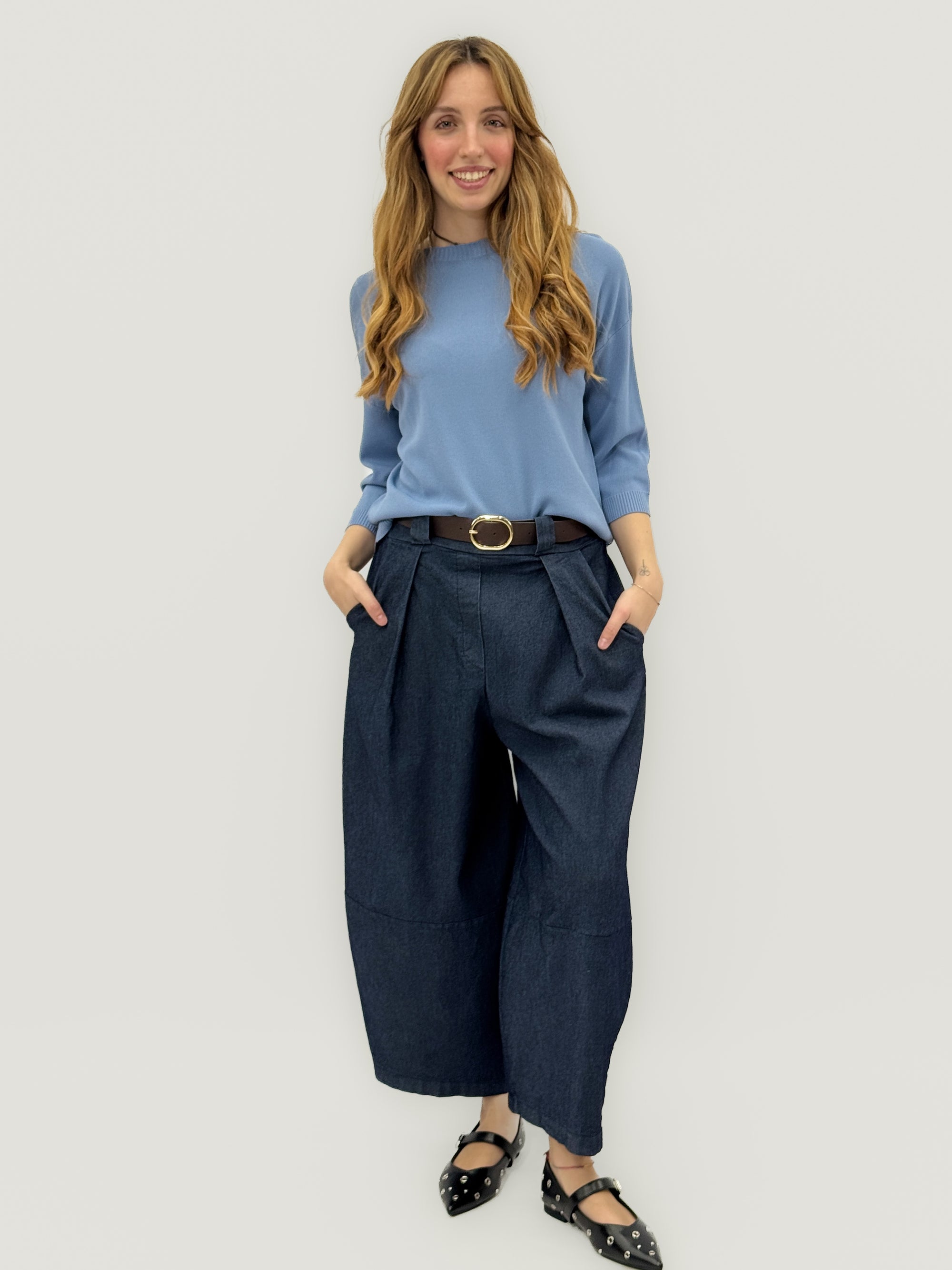 Maglia basic manica 3/4 girocollo