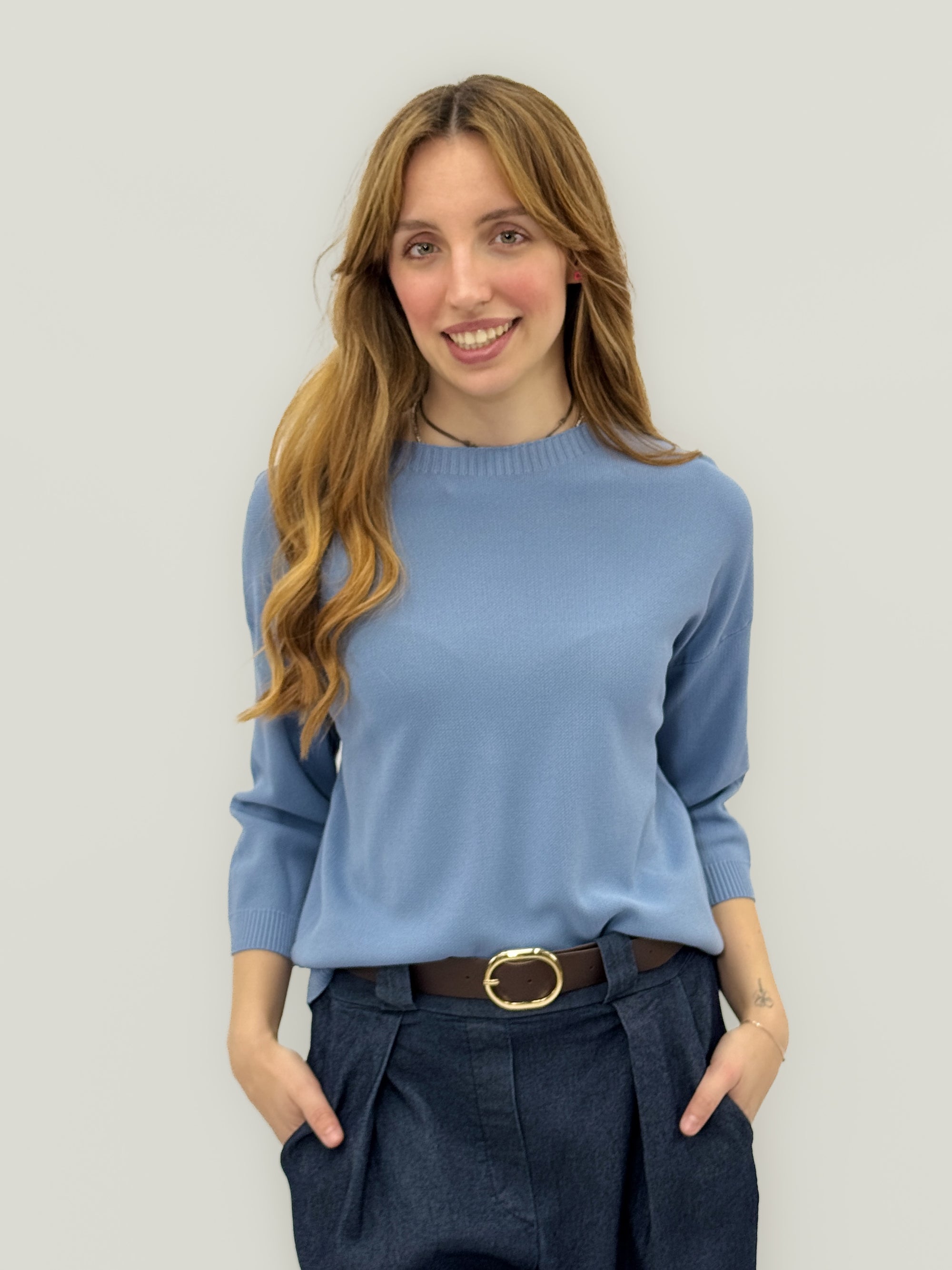 Maglia basic manica 3/4 girocollo