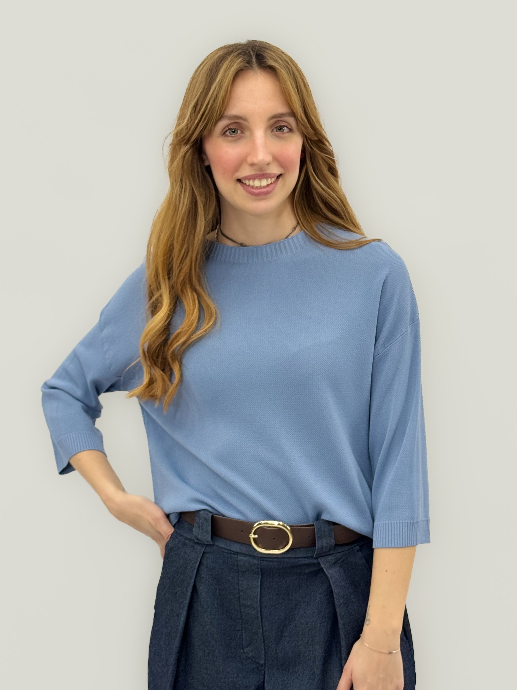 Maglia basic manica 3/4 girocollo