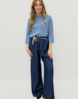 Pantaloni palazzo in denim leggero con coulisse