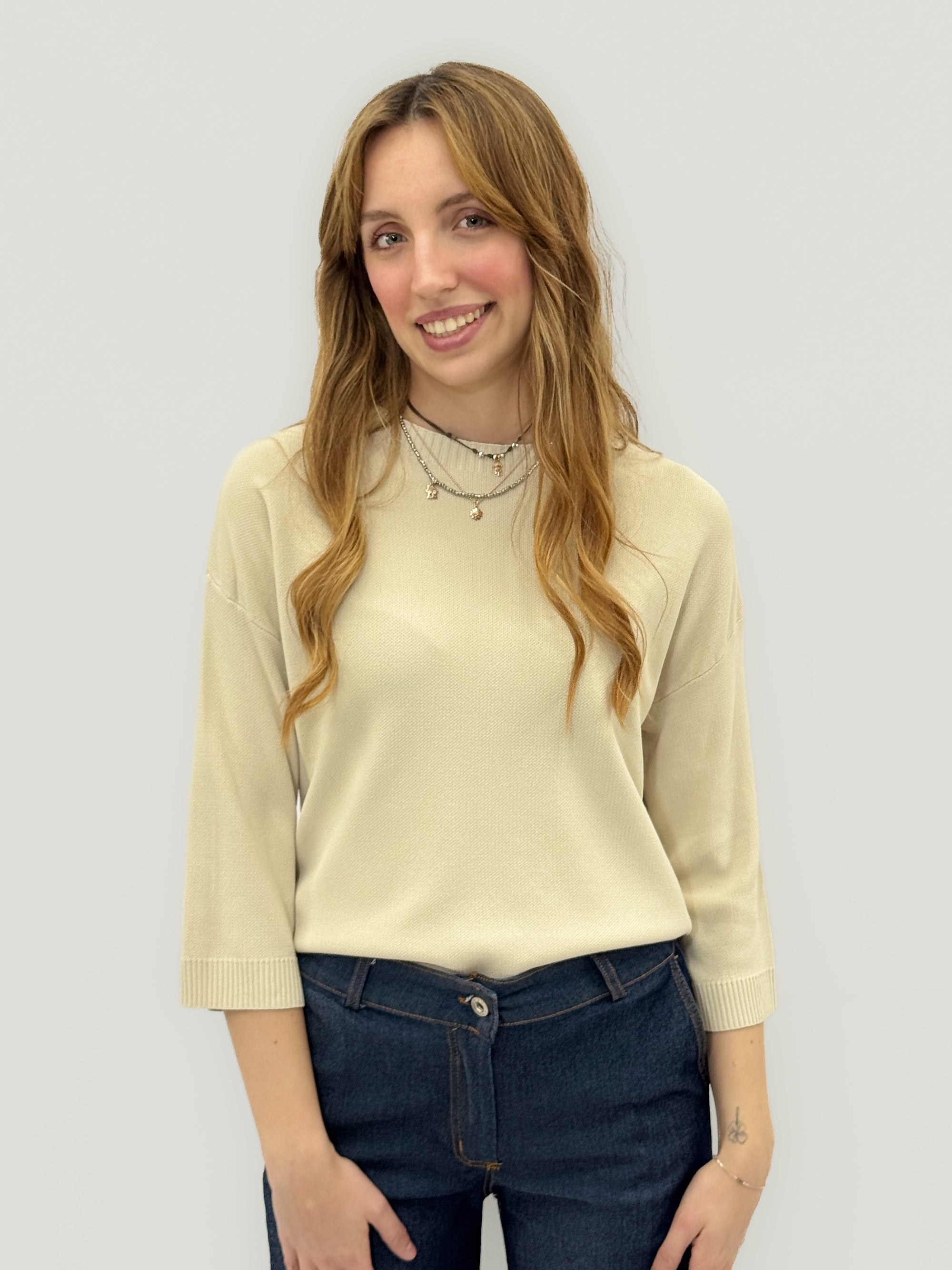 Maglia basic manica 3/4 girocollo