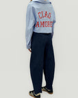 Camicia oversize a righe con ricamo “Ciao Amore”