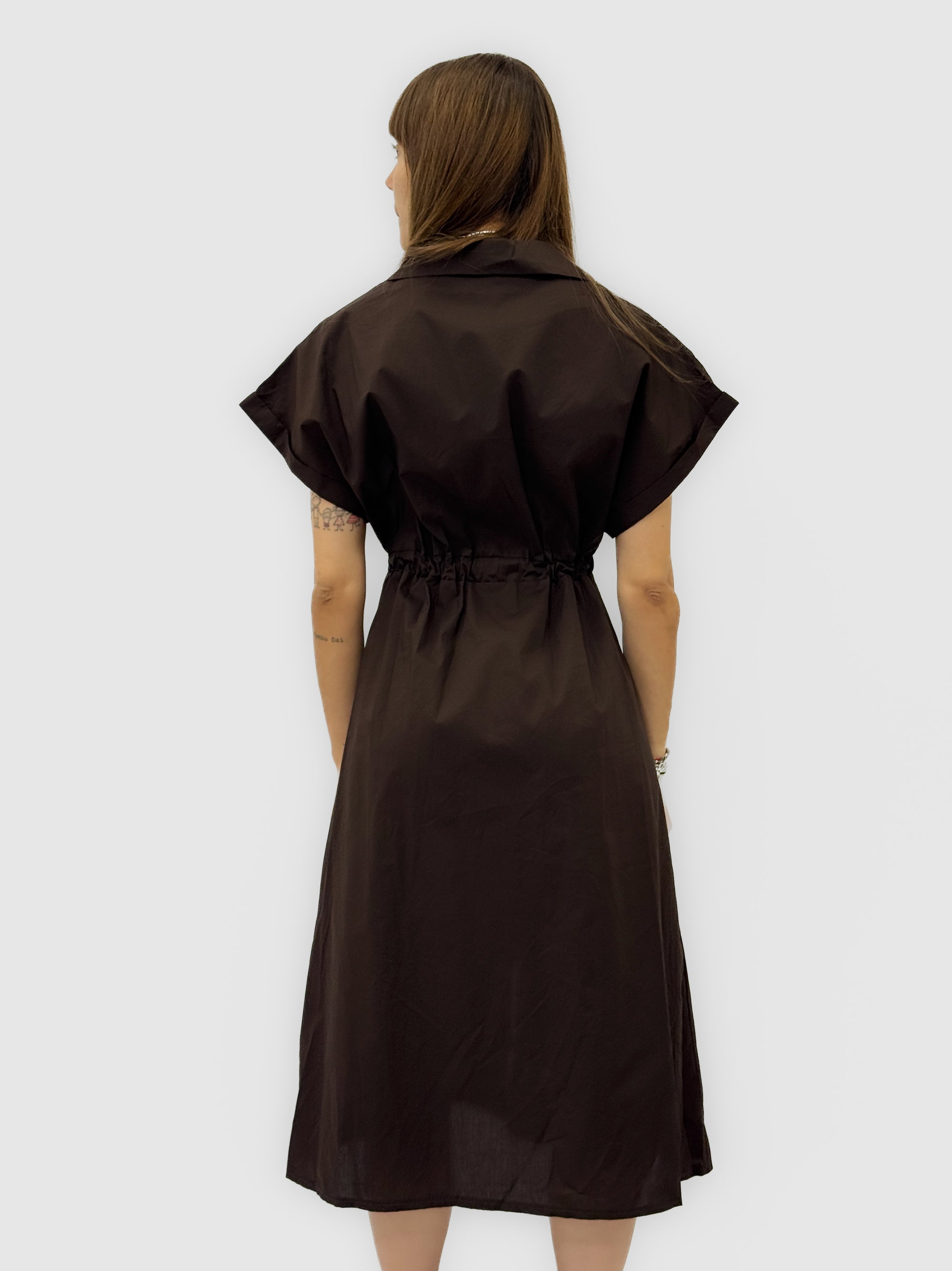 Abito Chemisier Donna in Cotone con Bottoni e Coulisse in Vita