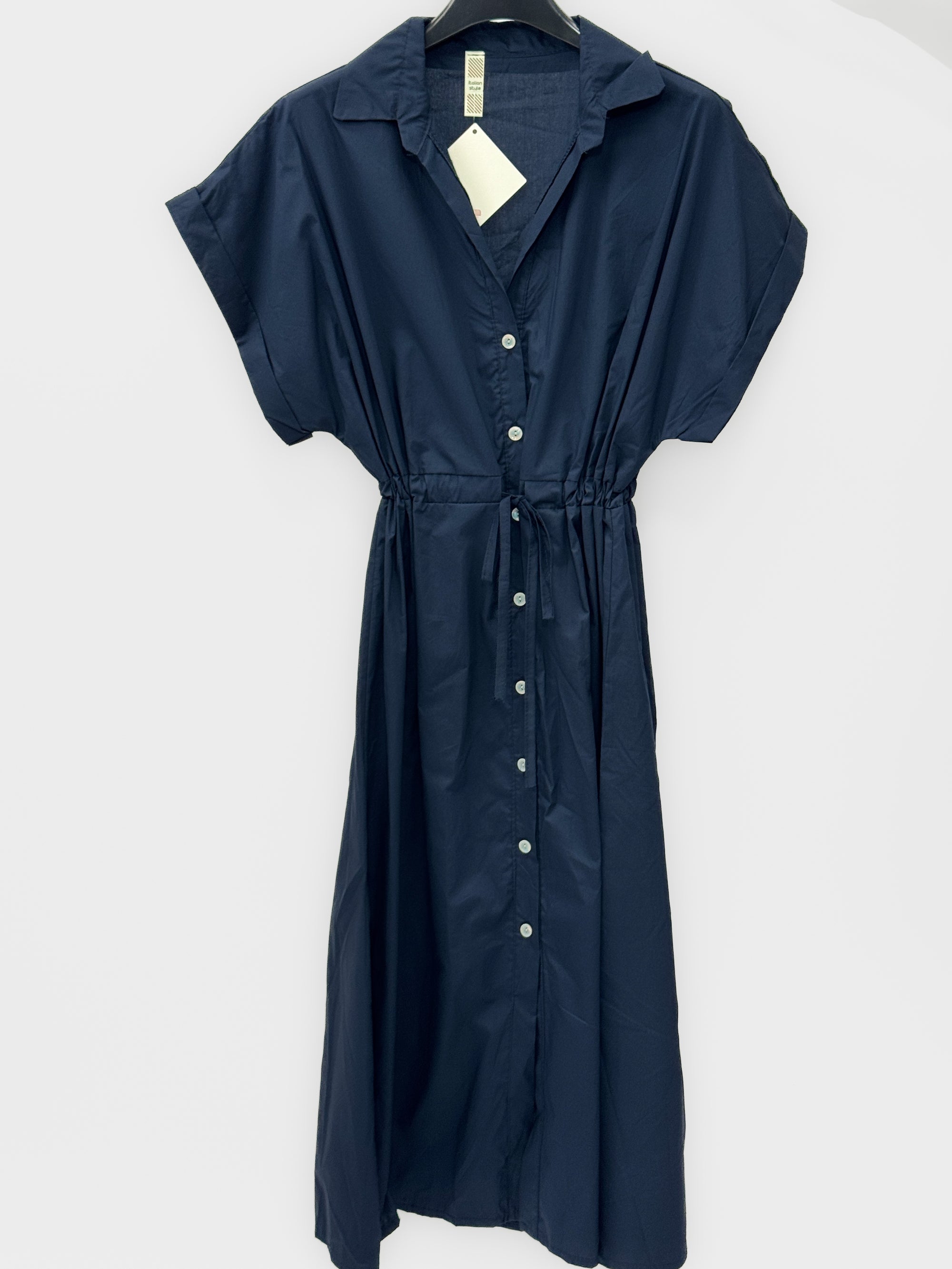 Abito Chemisier Donna in Cotone con Bottoni e Coulisse in Vita