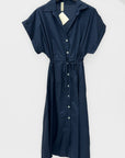 Abito Chemisier Donna in Cotone con Bottoni e Coulisse in Vita