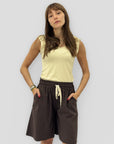 Top Smanicato con Spalline a Volant