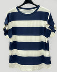 T-shirt Donna a Righe con Manica Corta Risvoltata