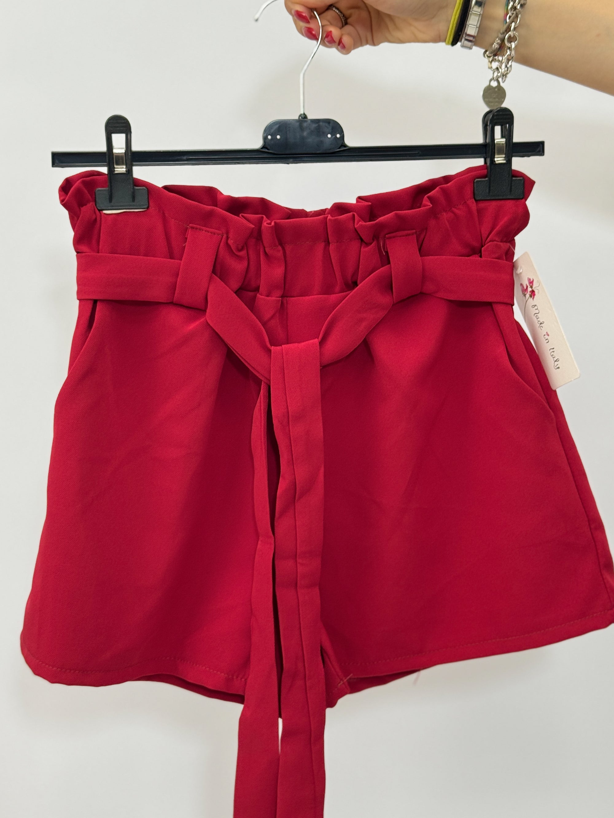 Pantaloncini Donna a Vita Alta con Fiocco Frontale