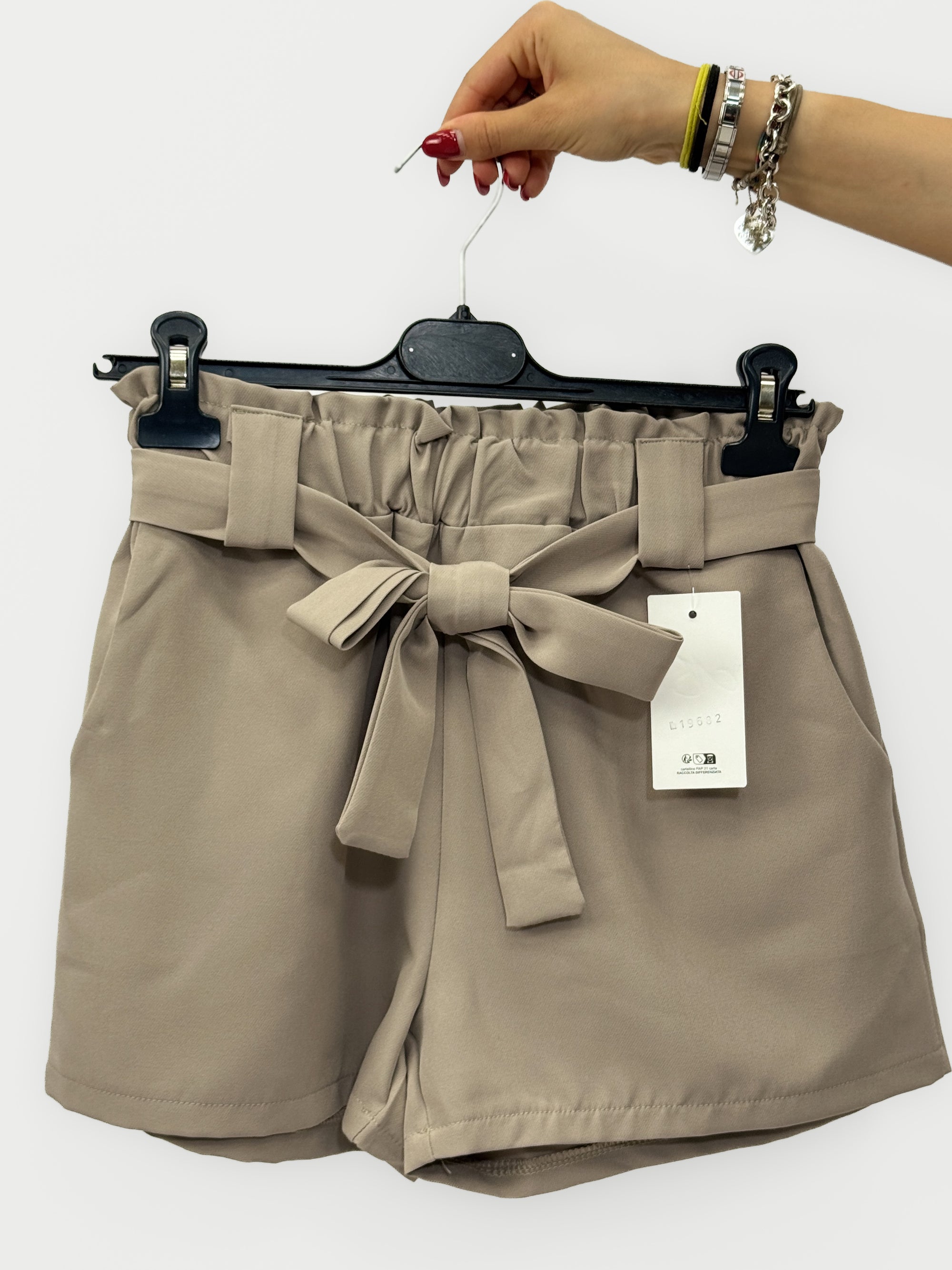 Pantaloncini Donna a Vita Alta con Fiocco Frontale