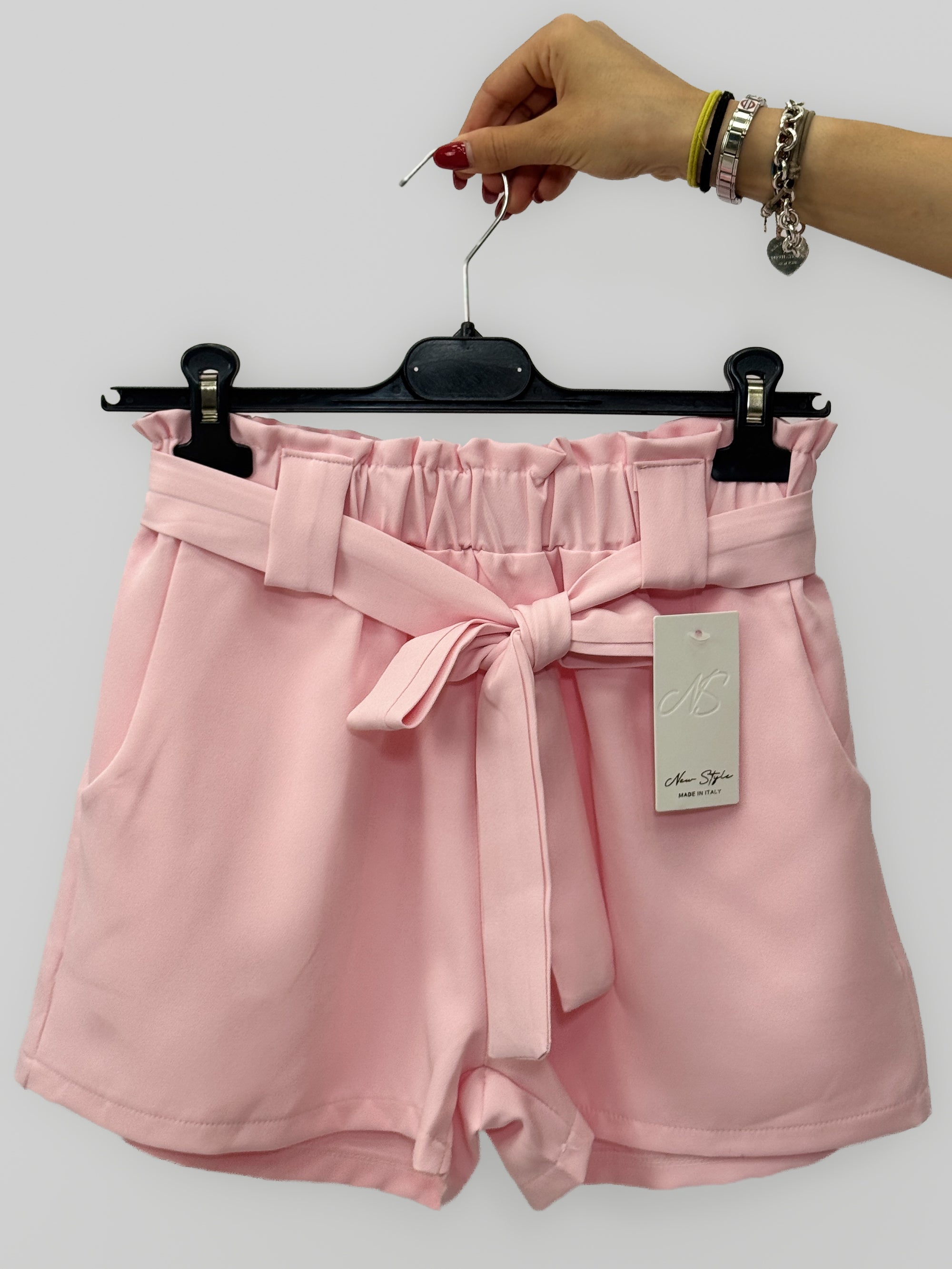 Pantaloncini Donna a Vita Alta con Fiocco Frontale