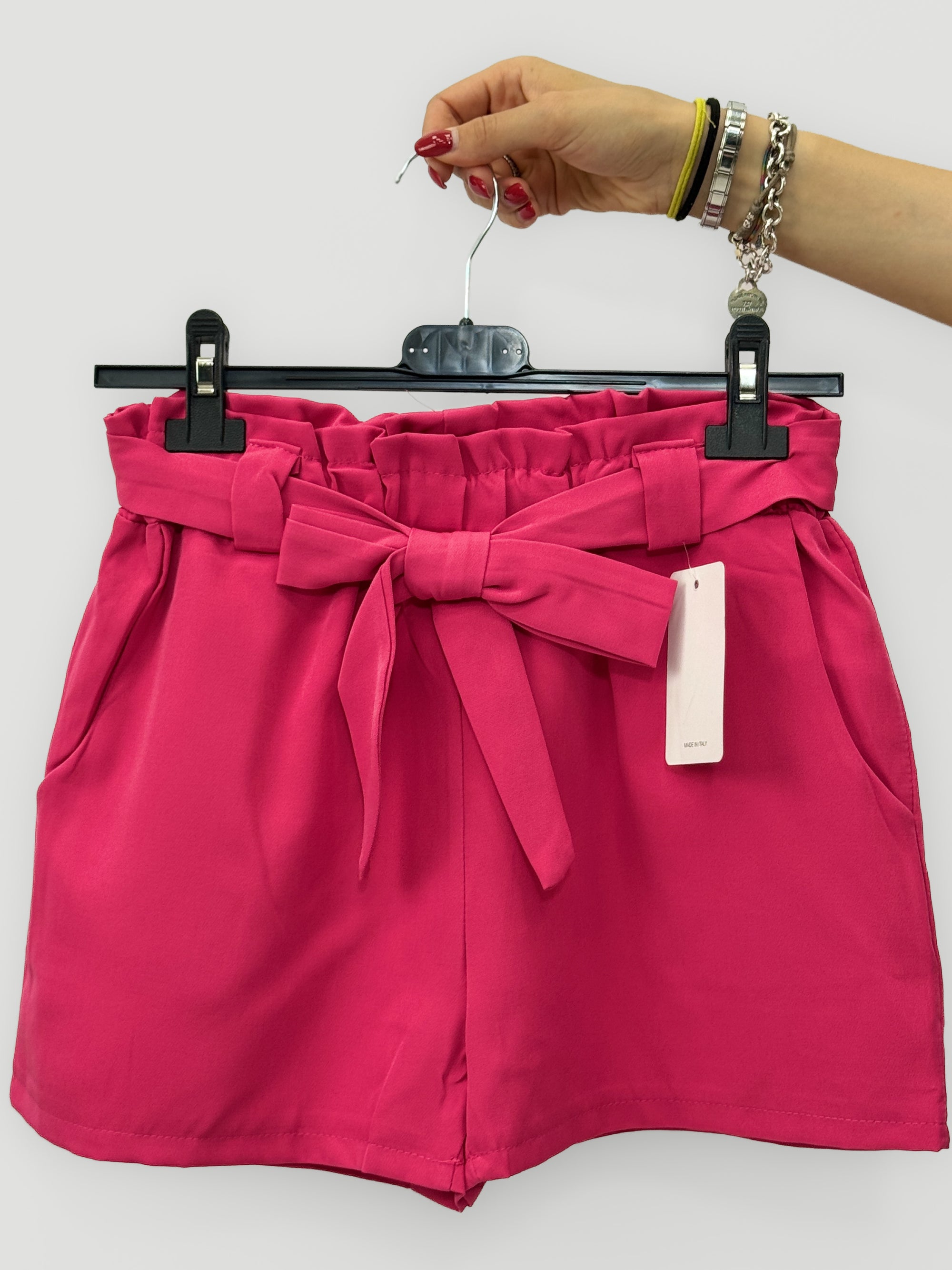 Pantaloncini Donna a Vita Alta con Fiocco Frontale