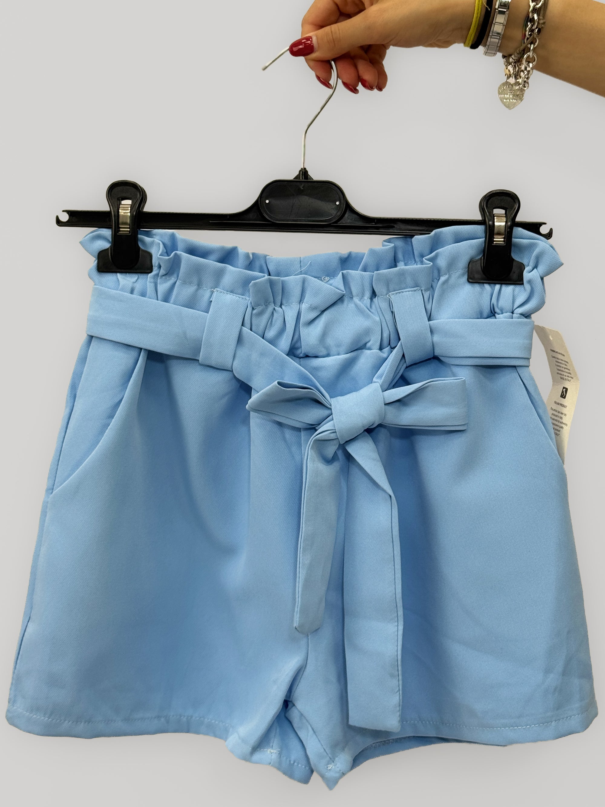 Pantaloncini Donna a Vita Alta con Fiocco Frontale