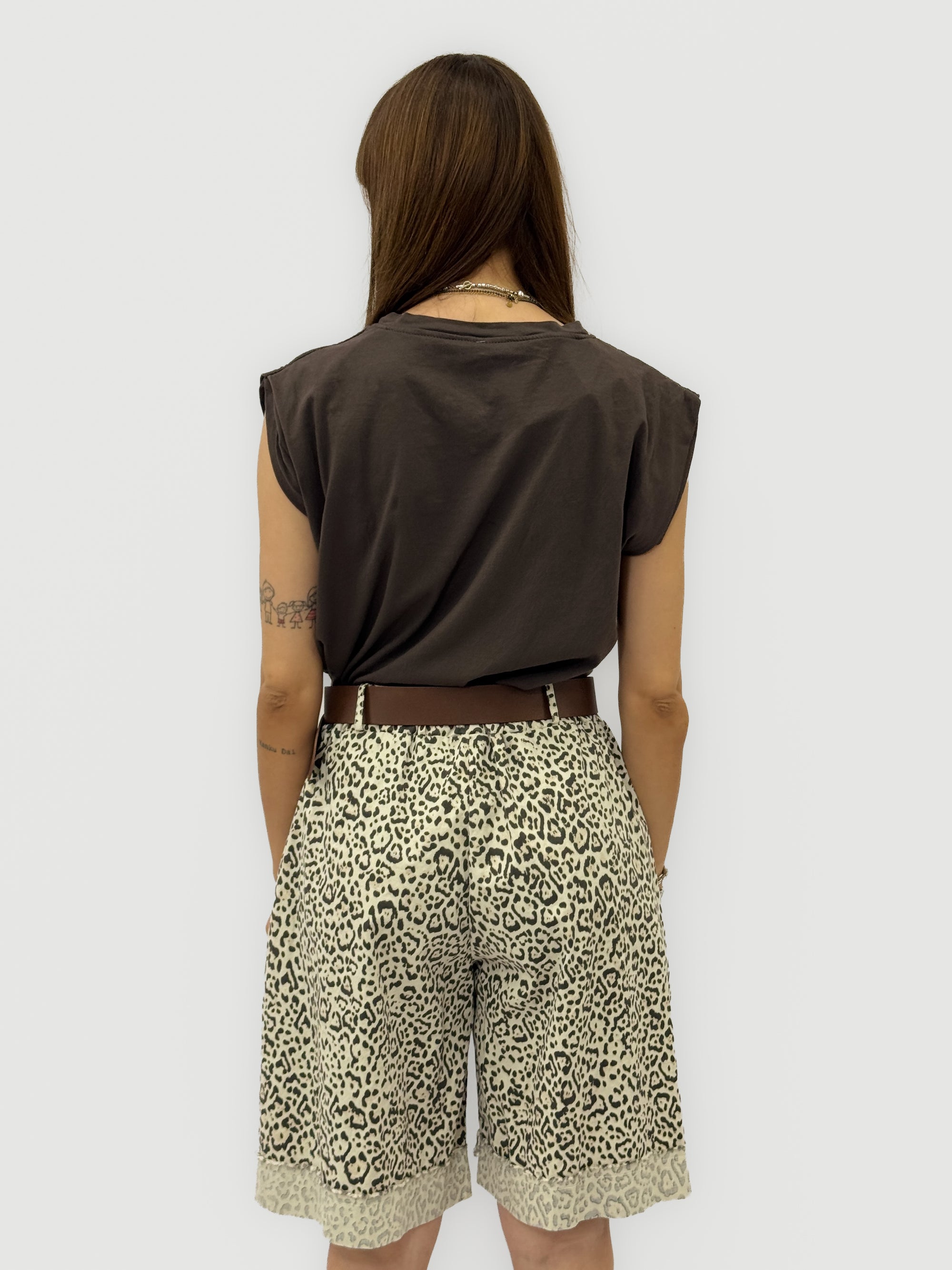 Pantaloncini in Cotone con Stampa Animalier
