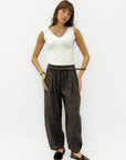 Pantaloni in Lino con Vita Elasticizzata e Gamba Morbida