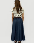 T-shirt in Cotone a Pois con Manica Risvoltata
