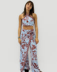 Completo con Top Incrociato e Pantalone Palazzo Fantasia Tropicale