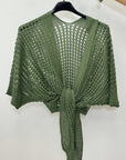 Cardigan Traforato con Manica Corta e Nodo Frontale