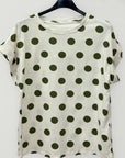 T-shirt in Cotone a Pois con Manica Risvoltata