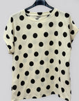 T-shirt in Cotone a Pois con Manica Risvoltata