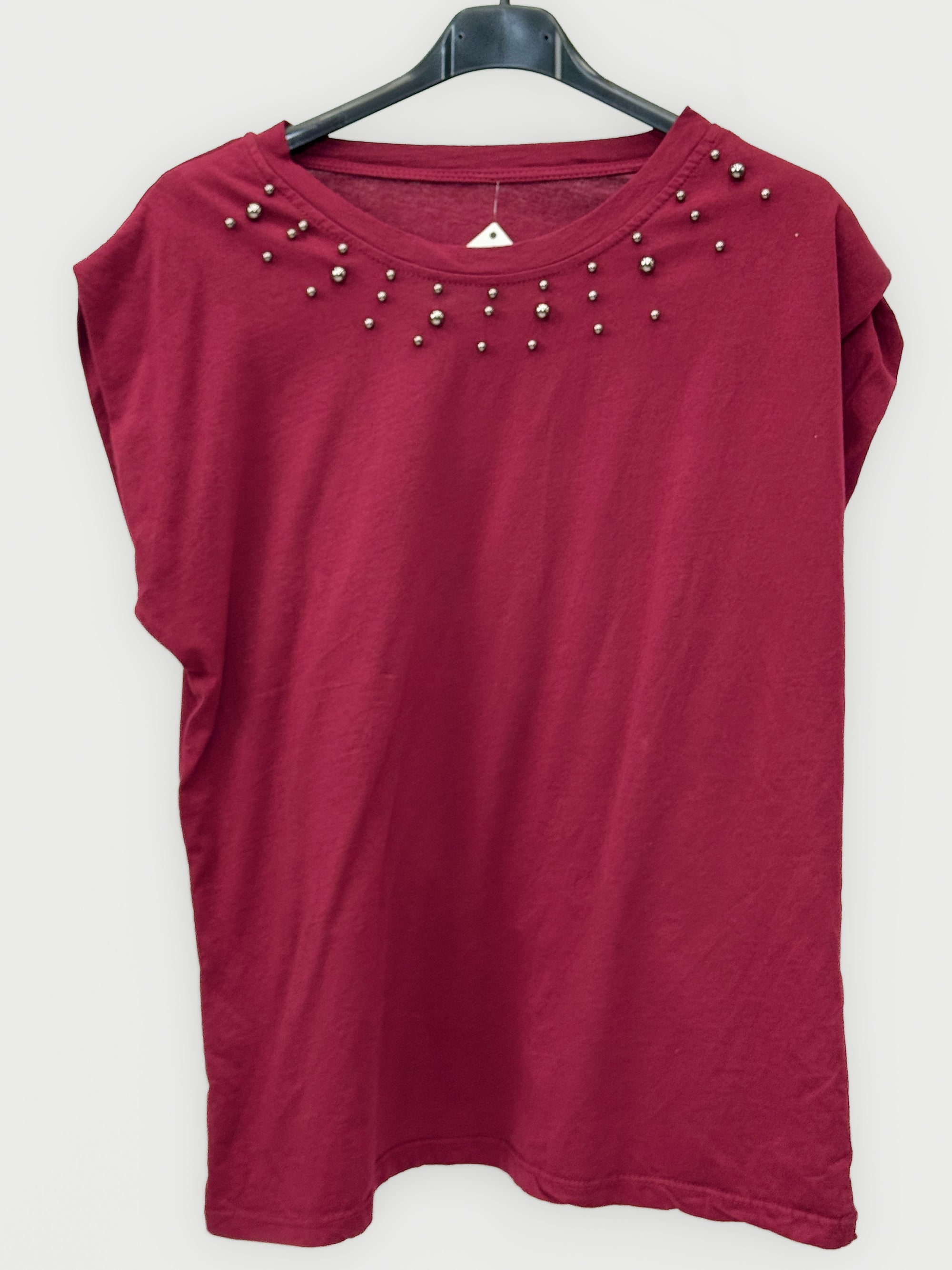 T-shirt Donna in Cotone con Borchie Decorative