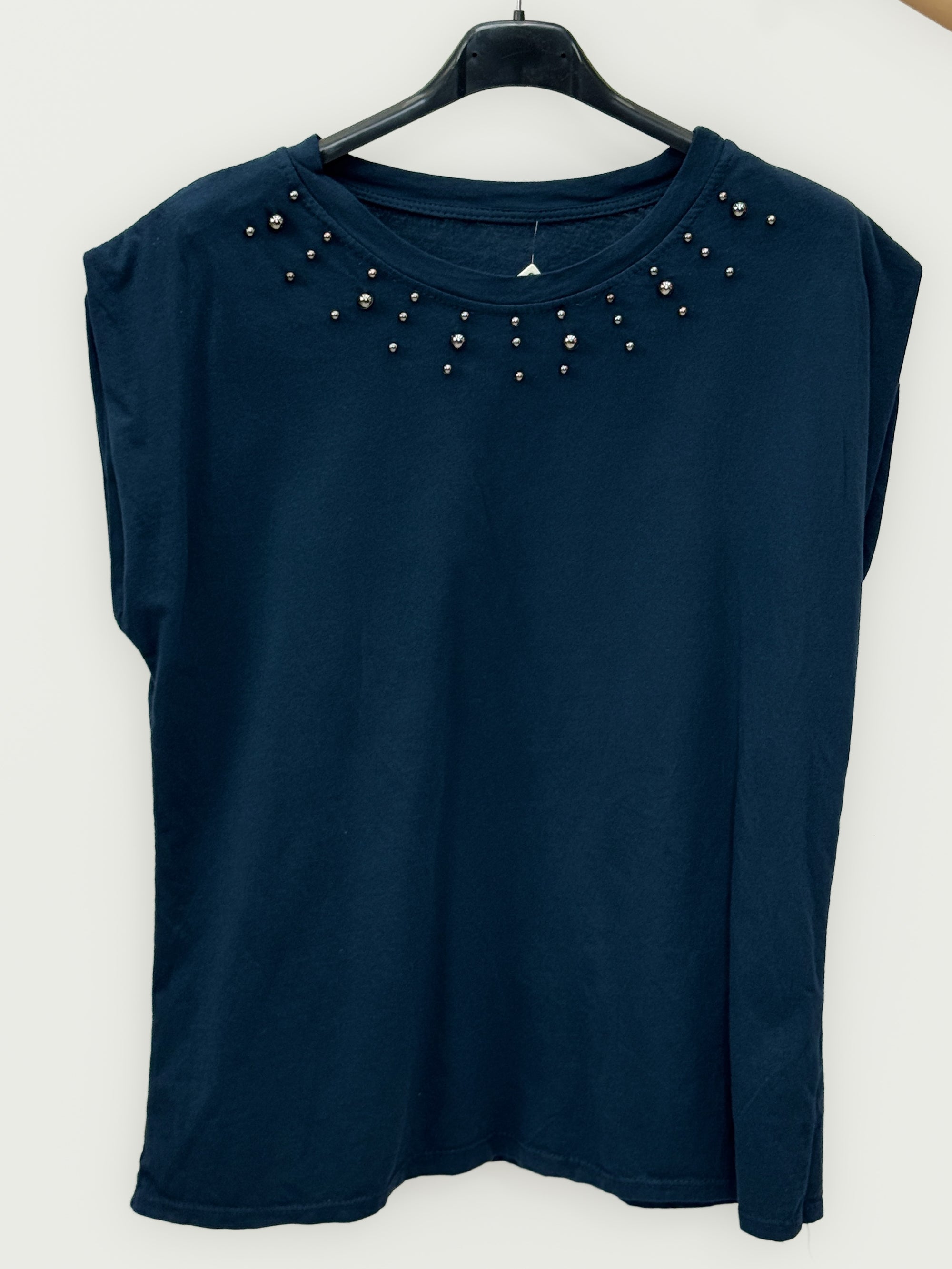 T-shirt Donna in Cotone con Borchie Decorative