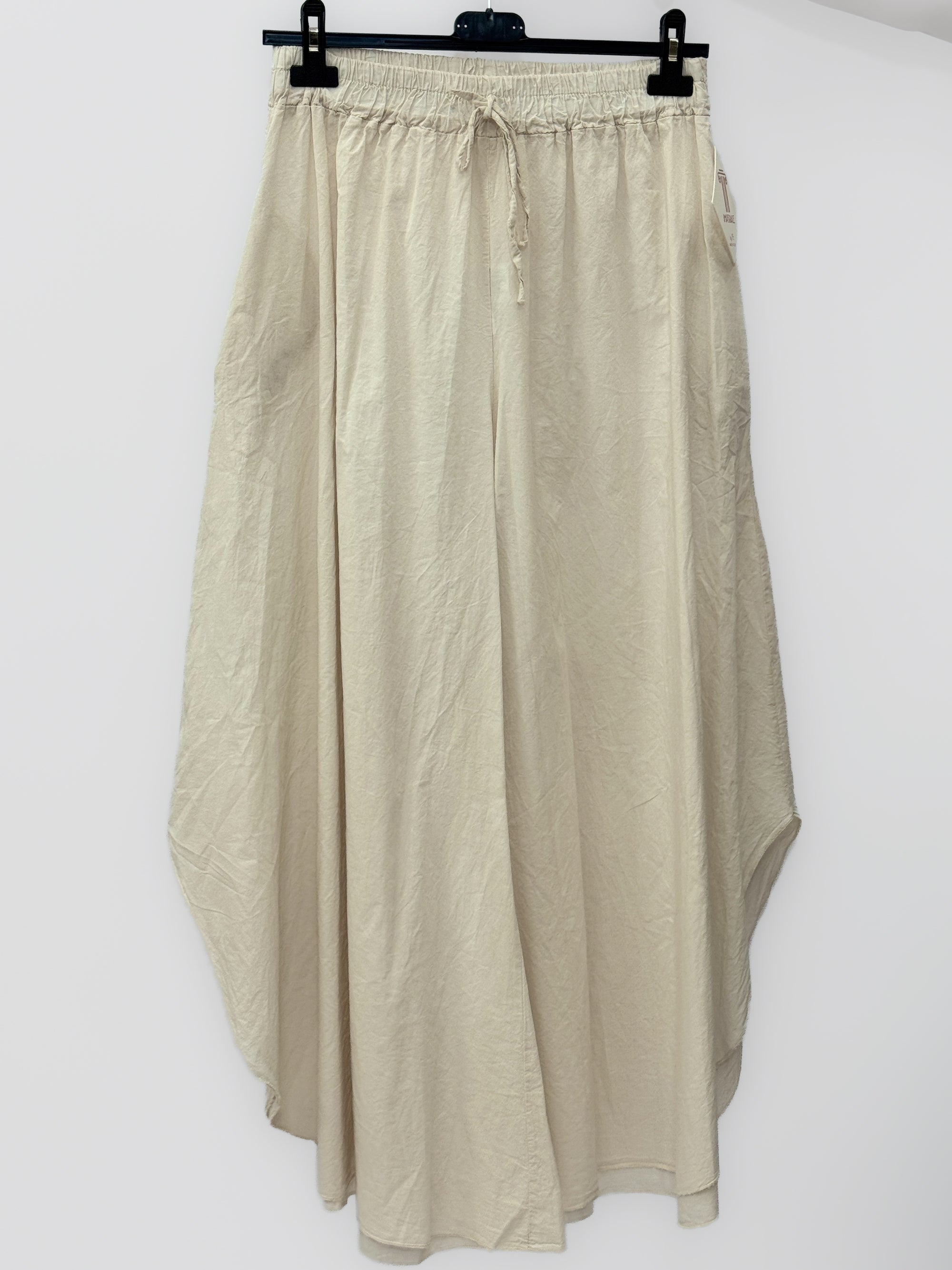 Pantalone Palazzo in Cotone Leggero con Vita Elasticizzata