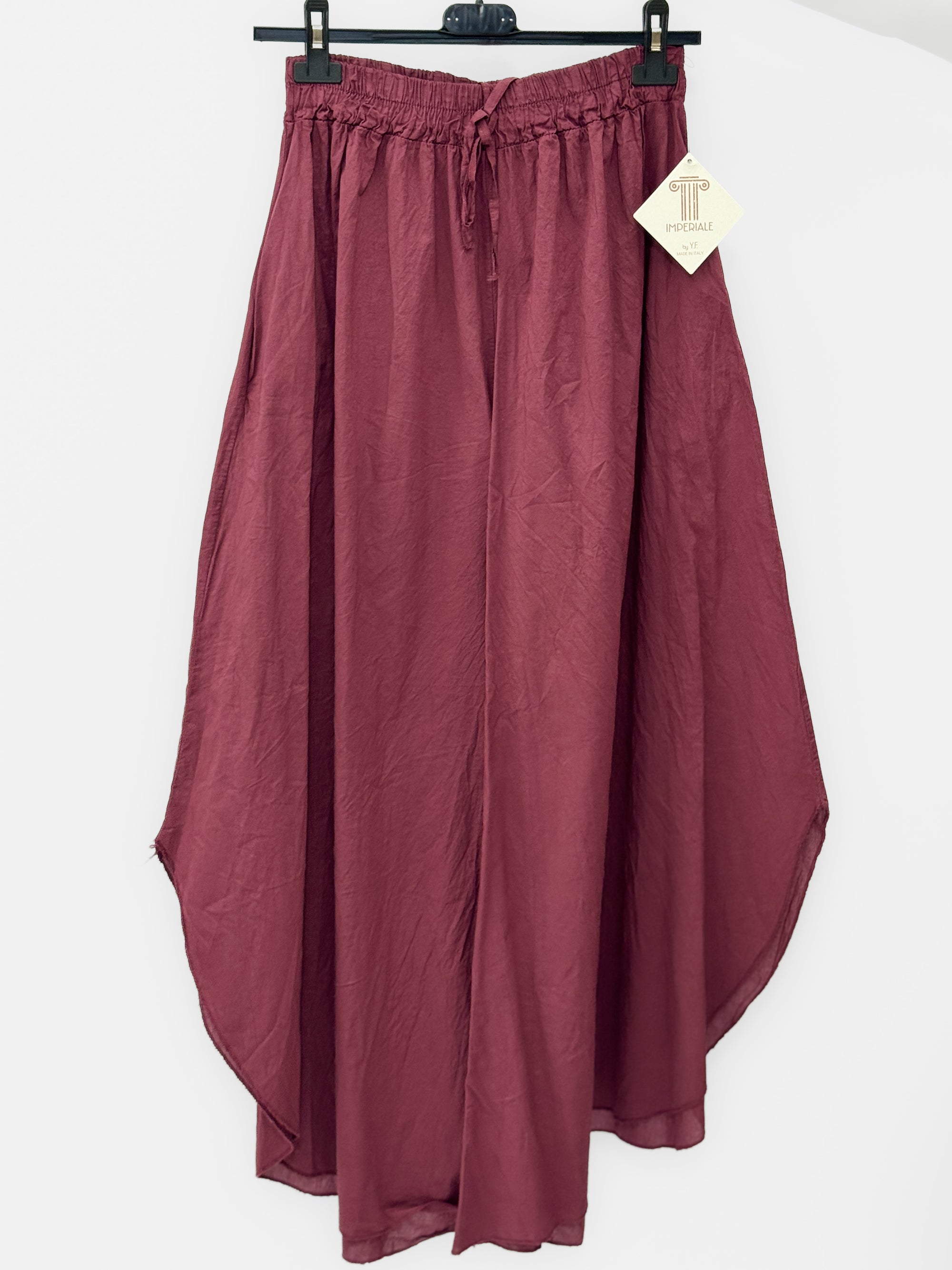 Pantalone Palazzo in Cotone Leggero con Vita Elasticizzata