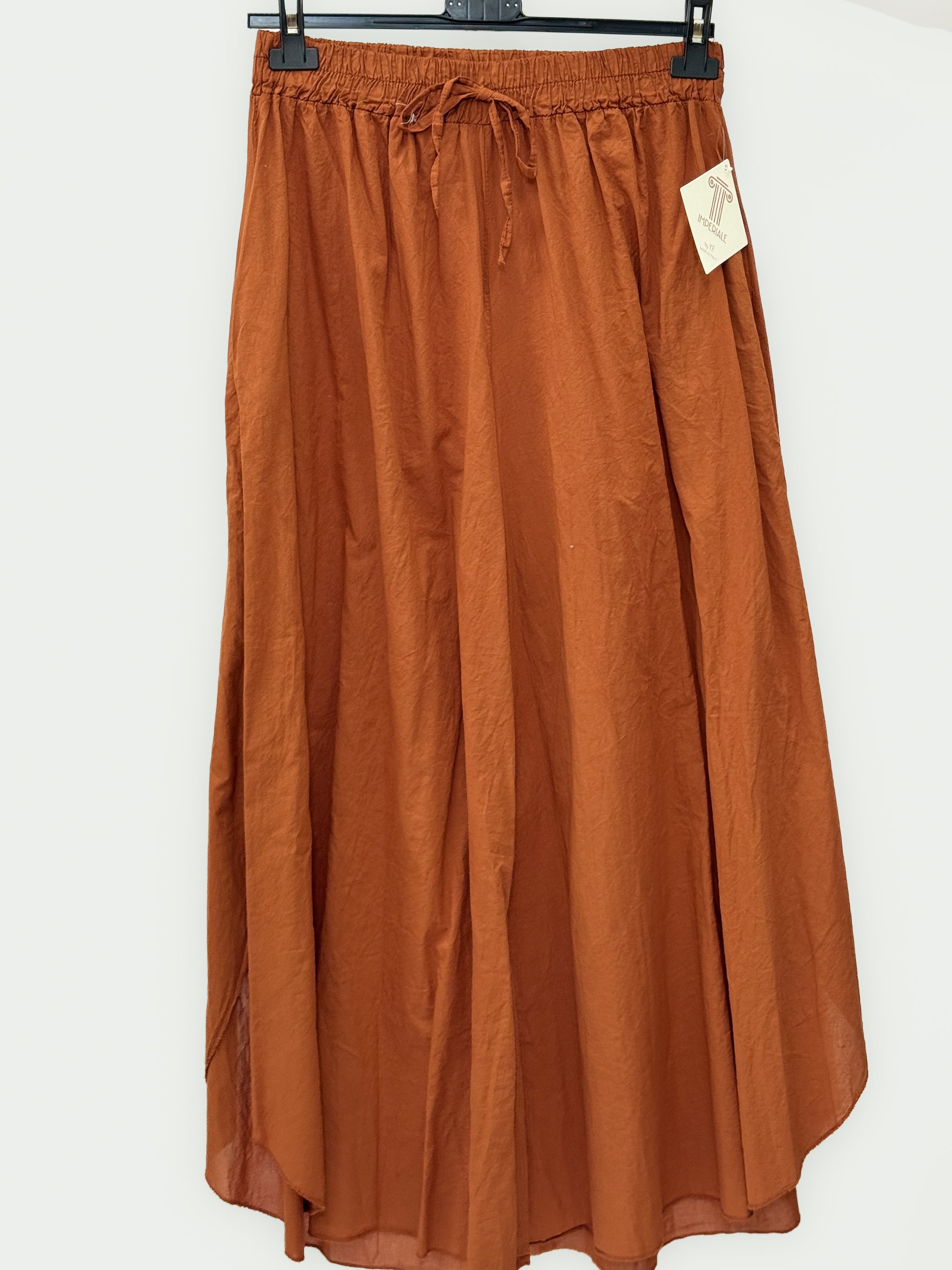 Pantalone Palazzo in Cotone Leggero con Vita Elasticizzata