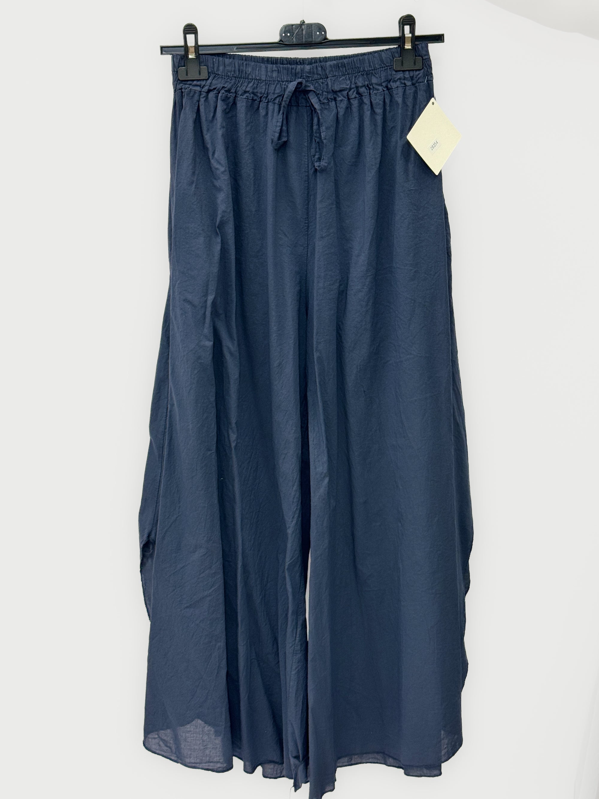 Pantalone Palazzo in Cotone Leggero con Vita Elasticizzata