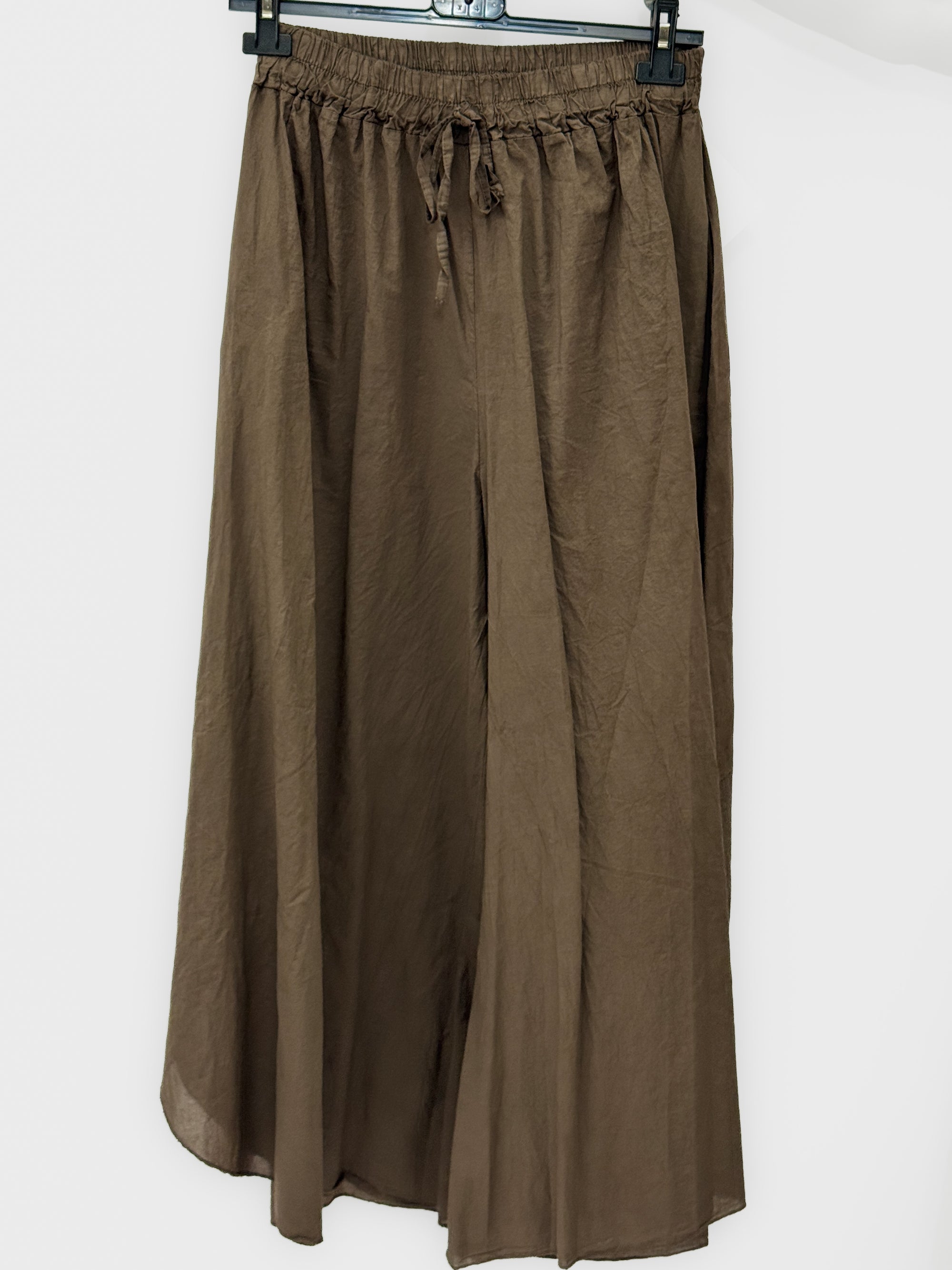 Pantalone Palazzo in Cotone Leggero con Vita Elasticizzata