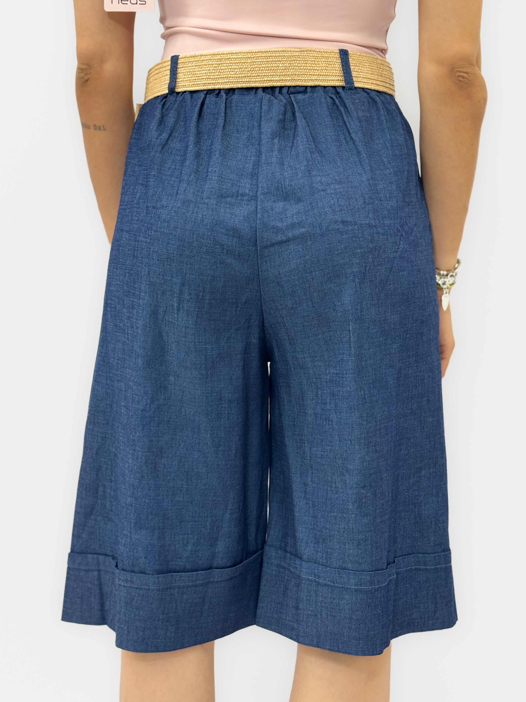 Bermuda Leggeri in Jeans con Gamba Ampia