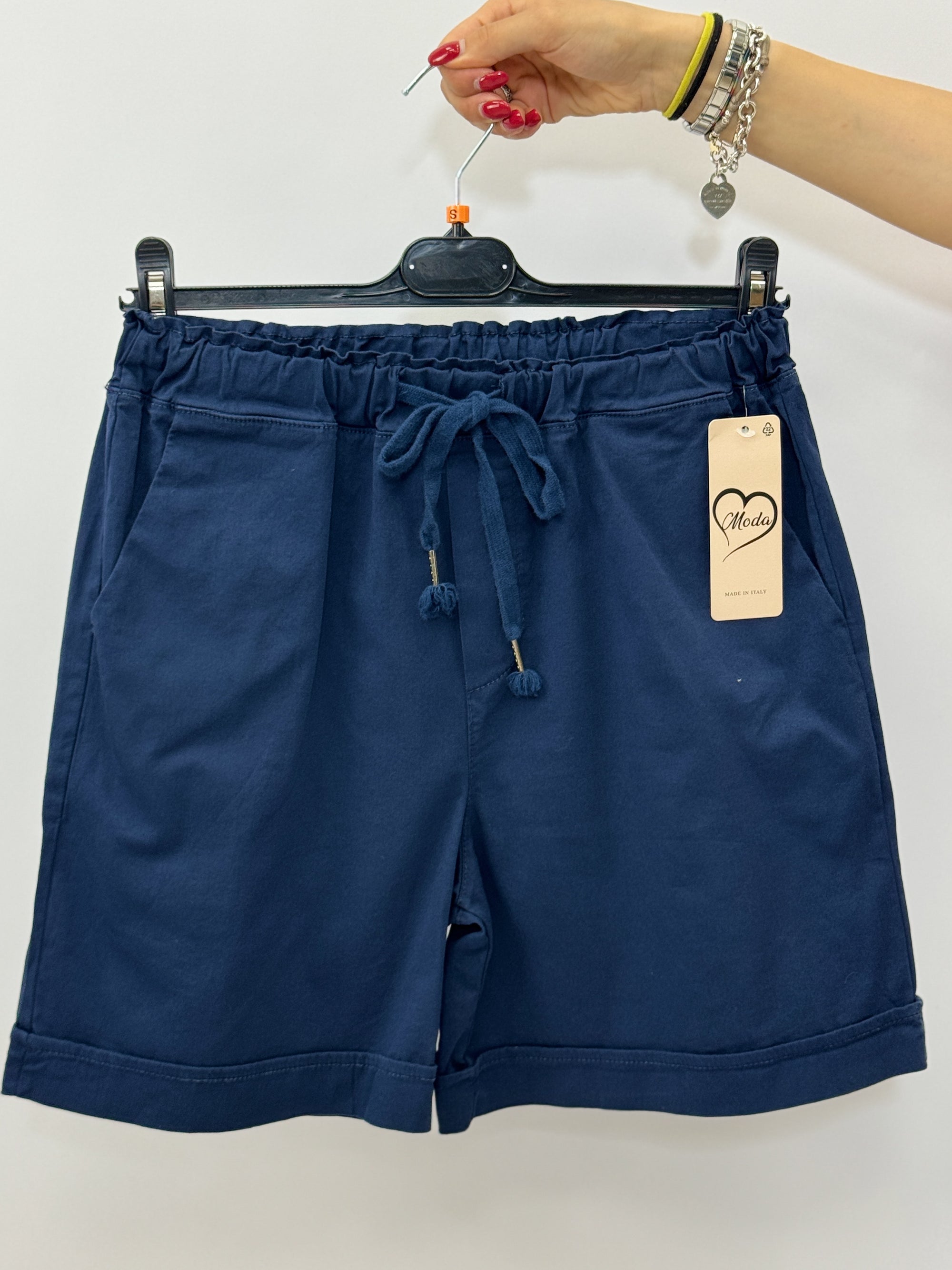 Bermuda in Cotone con Vita Elasticizzata e Laccio