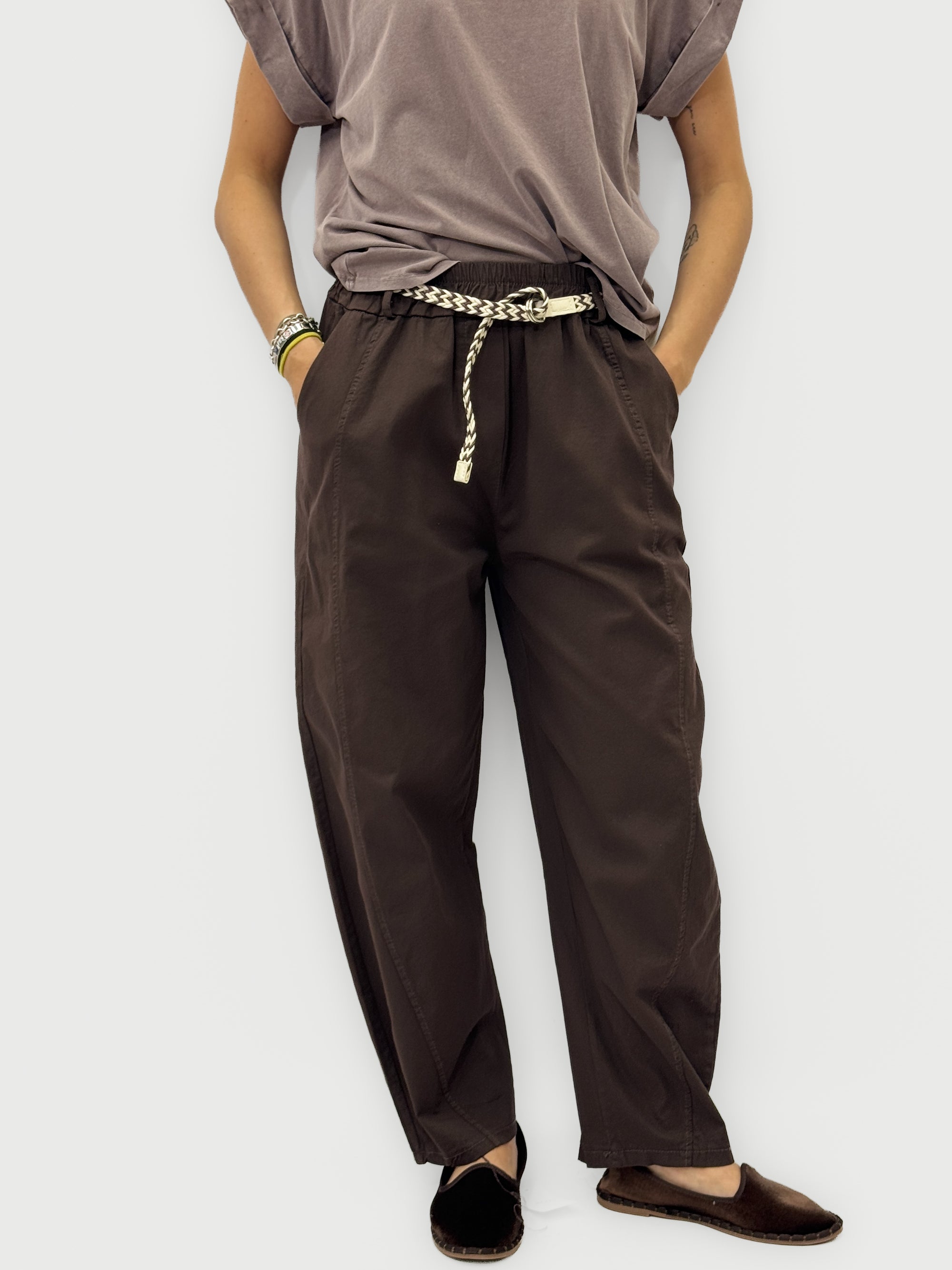 Pantalone 100% Cotone con Vita Elasticizzata e Gamba Morbida