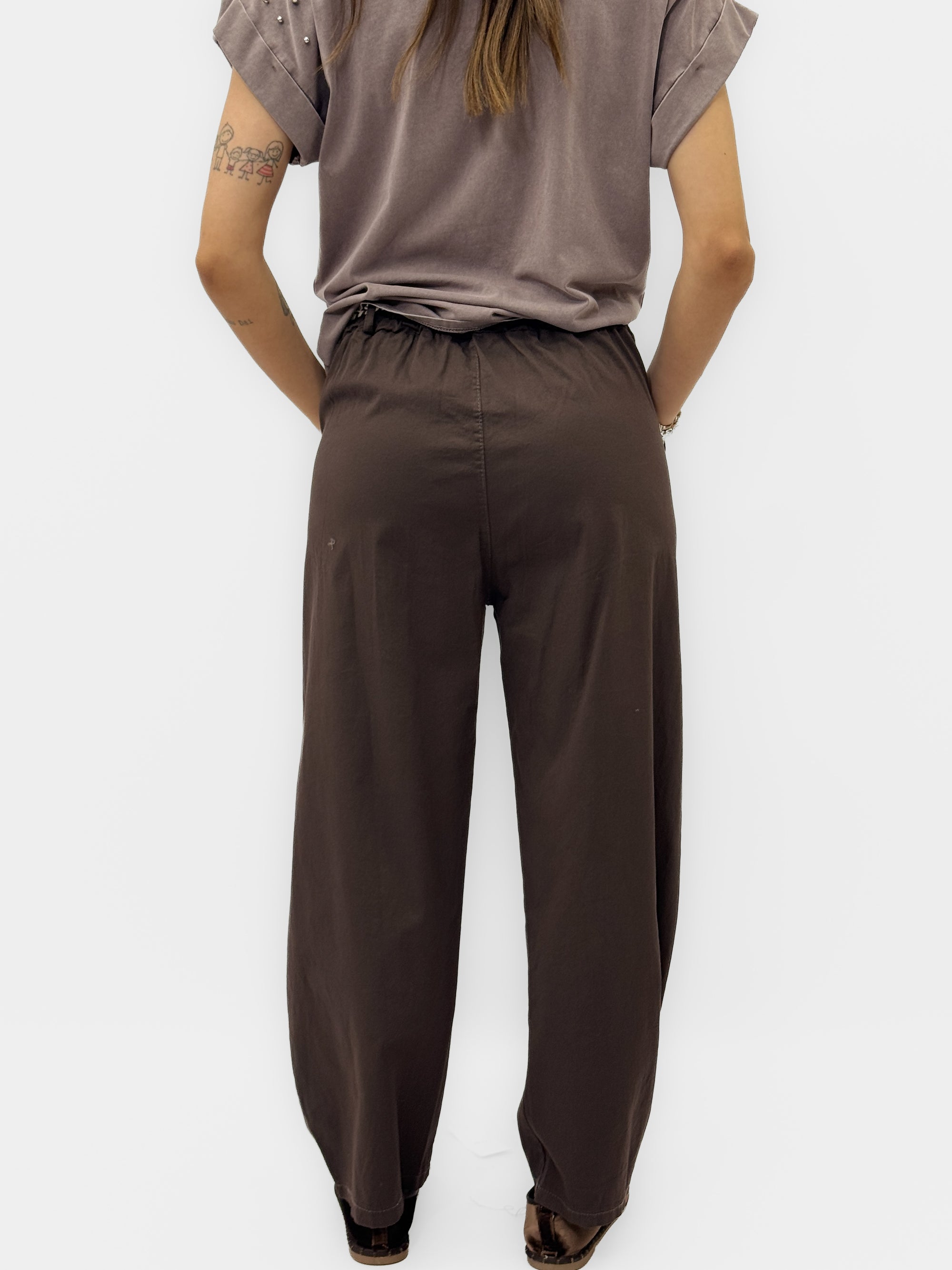 Pantalone 100% Cotone con Vita Elasticizzata e Gamba Morbida