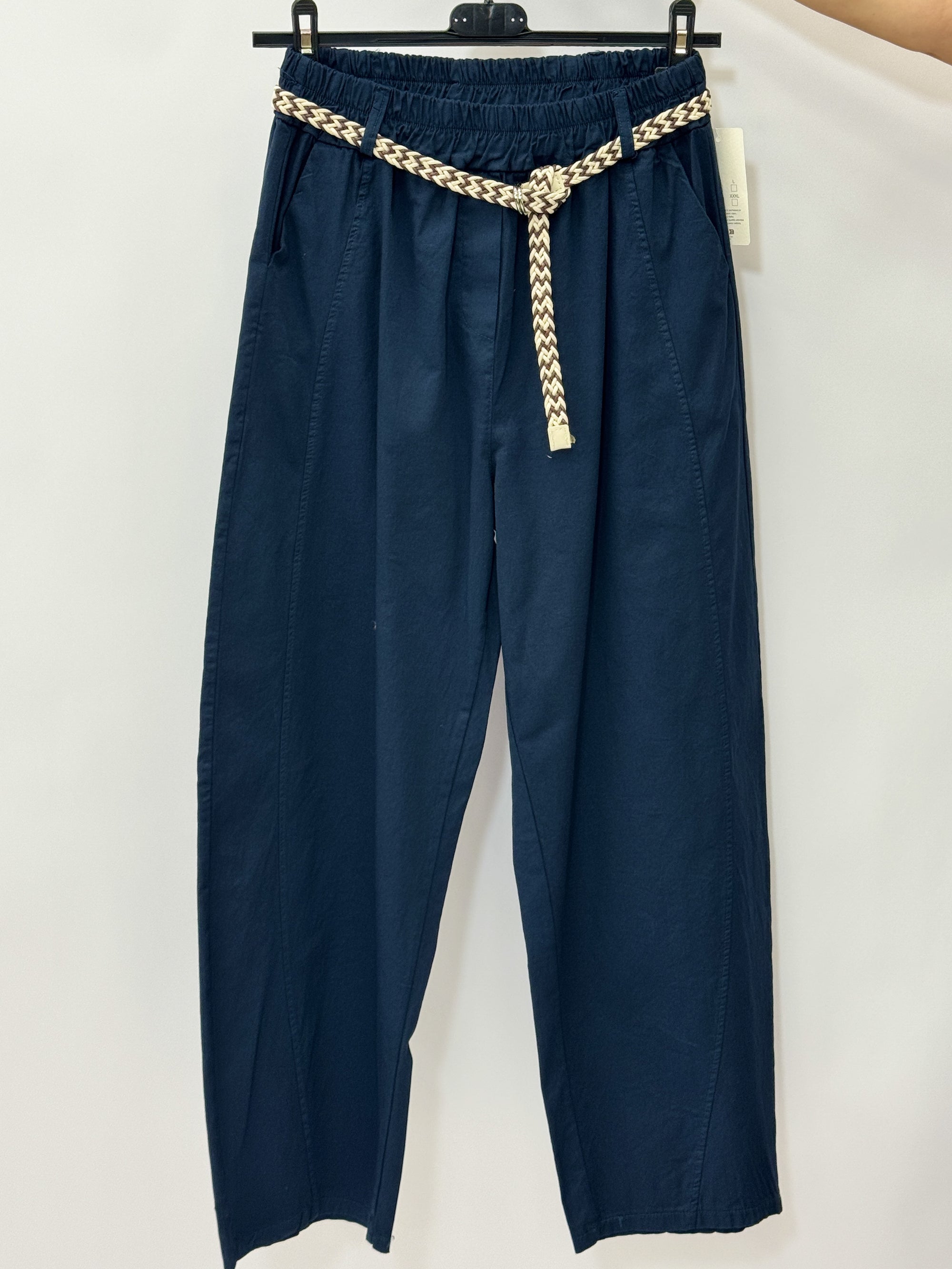 Pantalone 100% Cotone con Vita Elasticizzata e Gamba Morbida