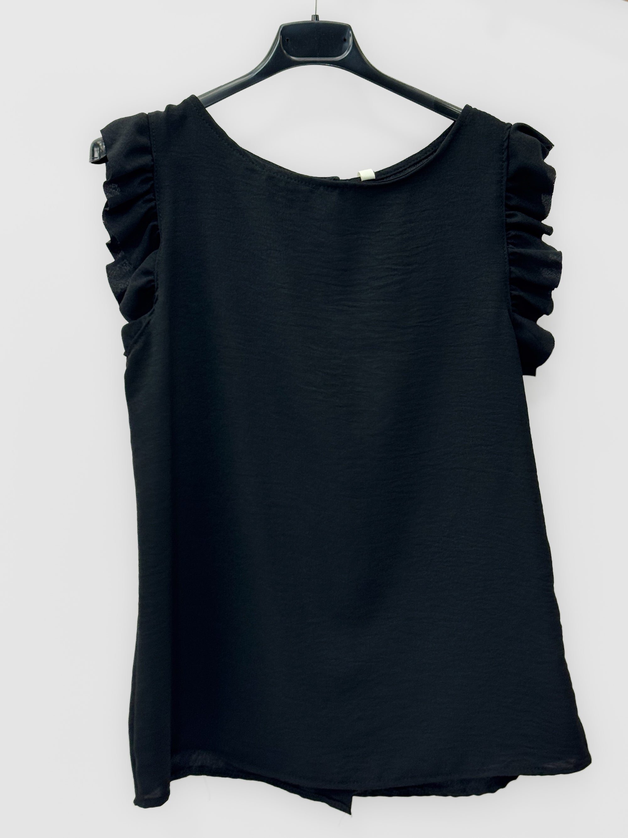Maglia Smanicata con Volant sulle Spalle