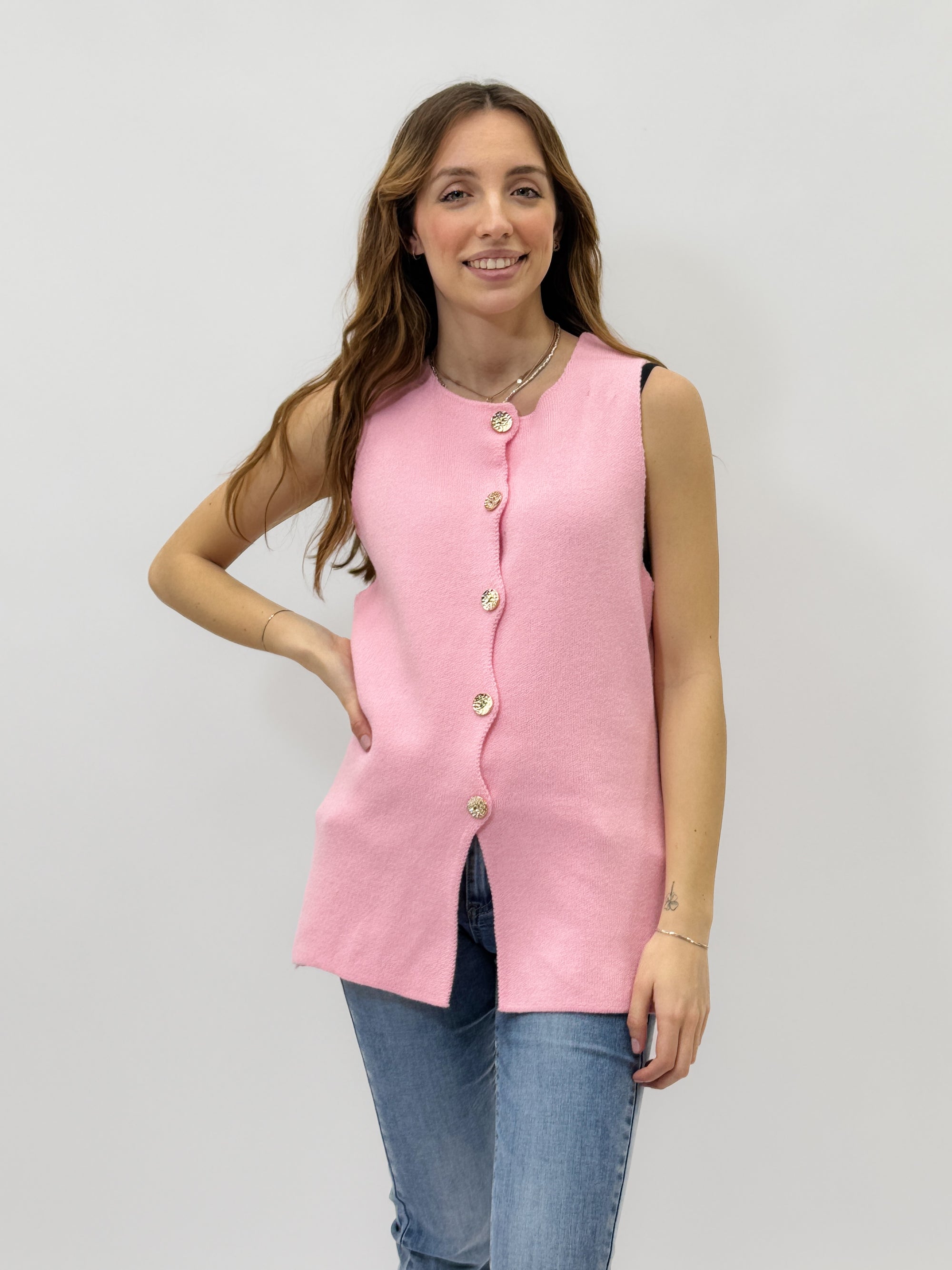 Gilet maglia con bottoni