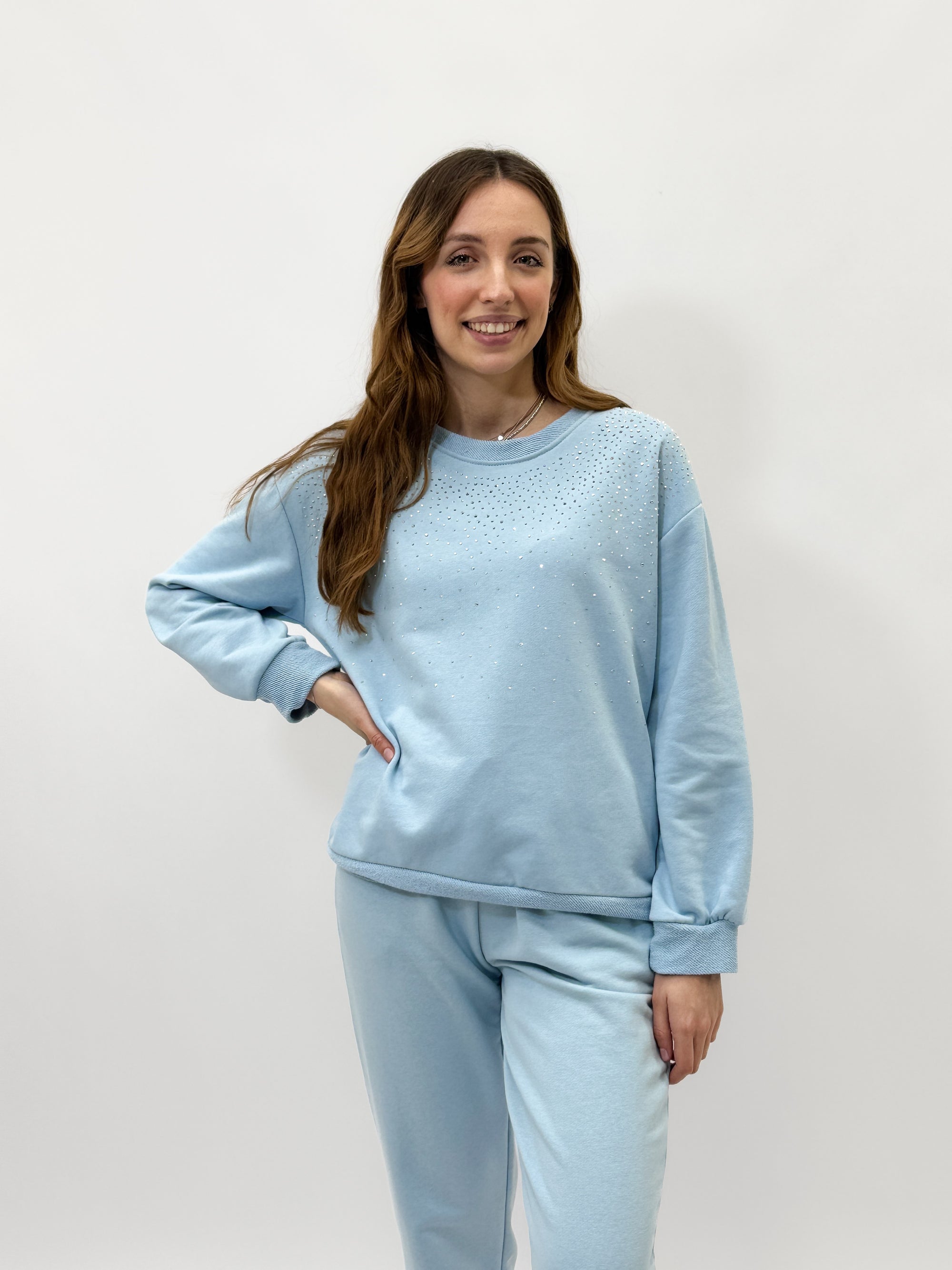 Completo felpa e pantalone con strass