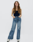 Jeans wide leg a vita alta effetto vintage