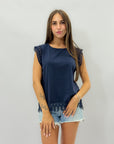 Maglia con maniche ricamate